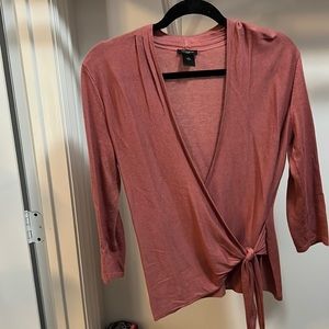 Beautiful rose/dark mauve colored wrap waist sweater by Ann Taylor